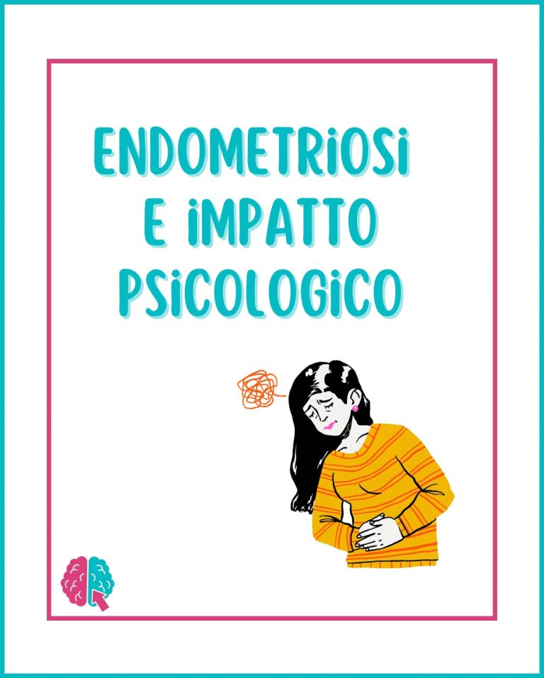 Copertina «Endometriosi e impatto psicologico», con illustrazione di una donna che tiene una mano sull’addome.